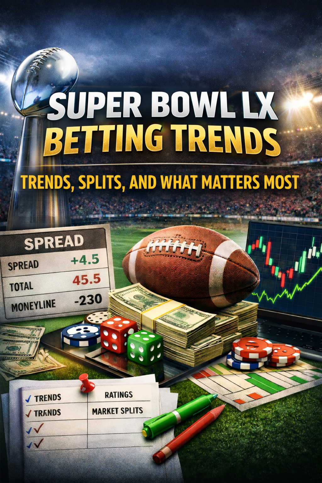 Super Bowl LX Betting Notes: Trends, Ratings, and Market Splits